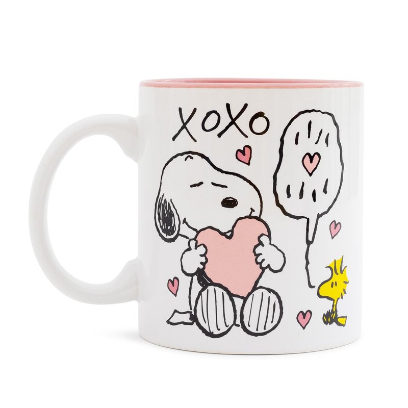 Silver Buffalo Peanuts Snoopy and Woodstock Valentine's Day XOXO Ceramic Mug | Large Coffee Cup For Tea, Cocoa, Beverages | Holds 20 Ounces