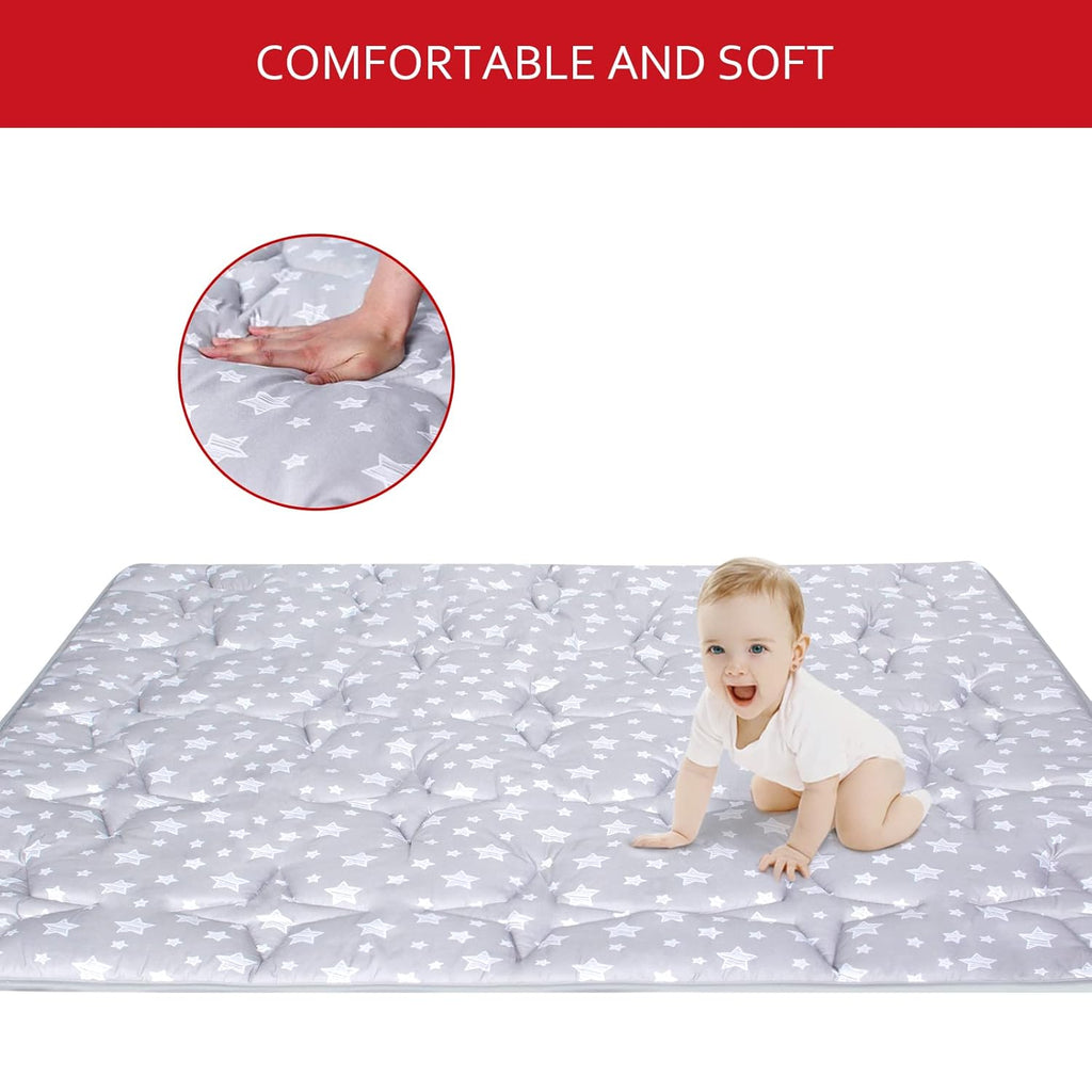 Skiennix Baby Play Mat - Non-Slip Padded Crawling Mat for Kids | 50" x 50" One-Piece Design