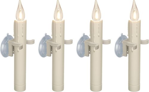 612 Vermont Vintage LED Window Candles - Battery Operated with Timer & Warm White Glow | Pack of 4
