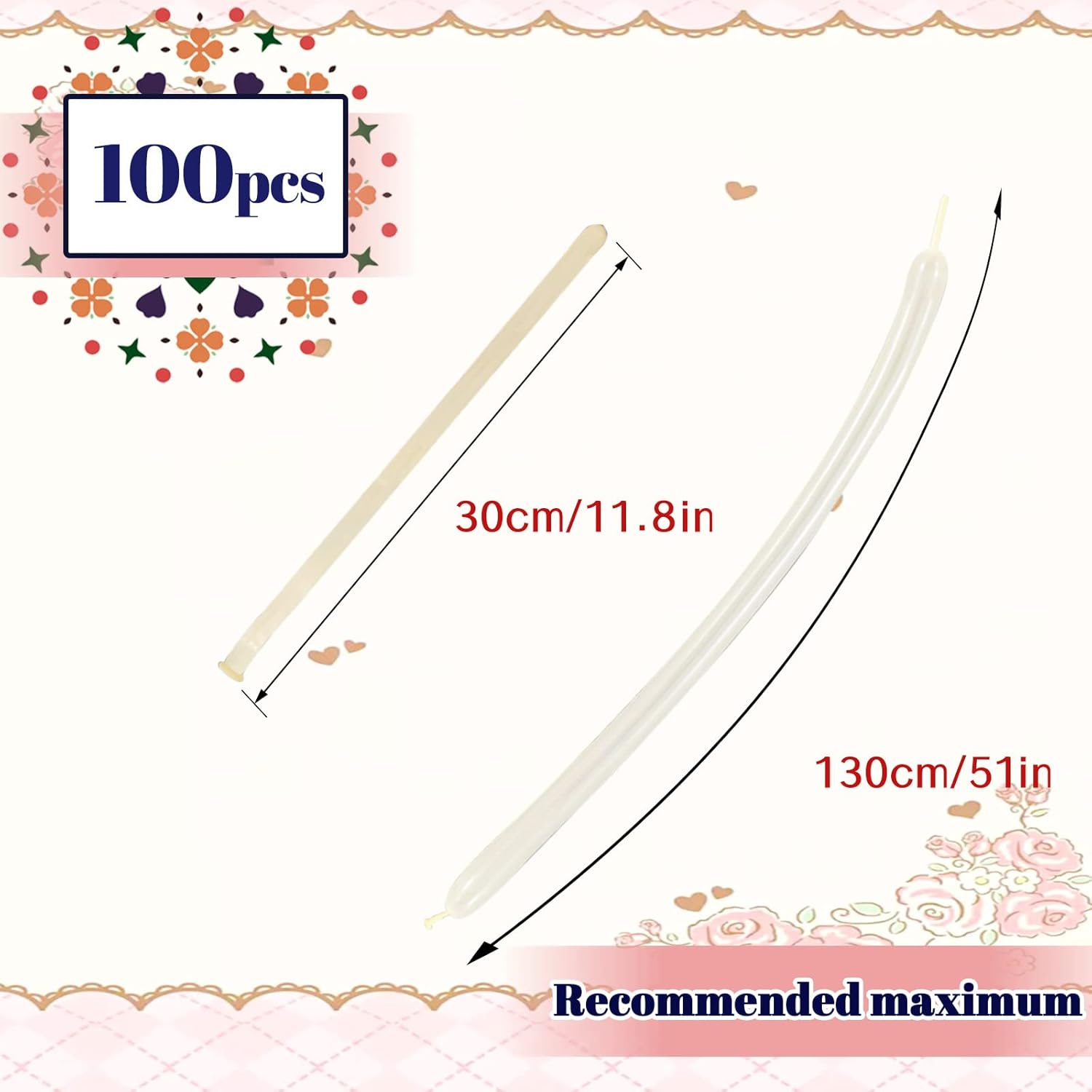 Skiennix 260 Clear Long Balloons - Thickened Latex Twisting Balloons for Animal Models | 100 Pack