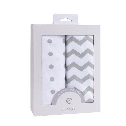 Bassinet Sheet Set 2 Pack - Baby Bassinet Sheets with 100% Jersey Cotton - Bassinet Sheets for Baby Girl and Boy, Newborn Essentials (Grey Chevron and Polka Dot)