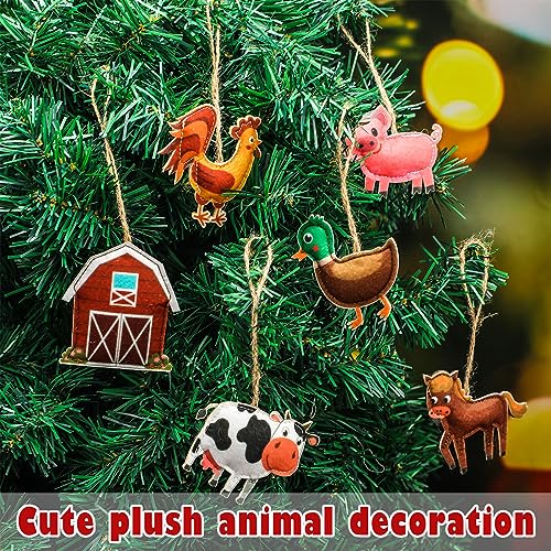 Oudain Farm Animal Felt Christmas Ornaments Set – 8 Mixed Animals for Tree 3.15–3.94"