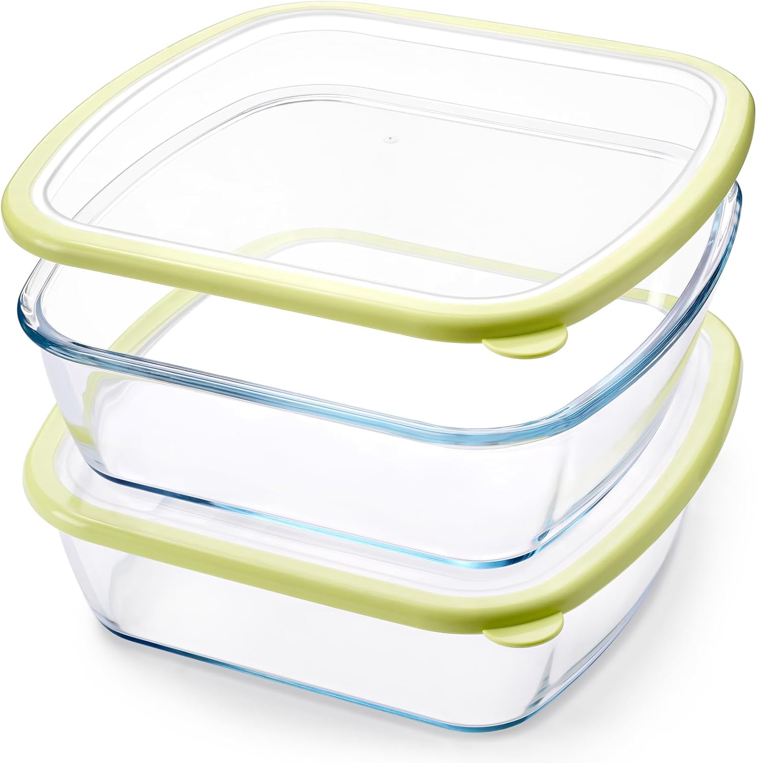 NUTRIUPS 9 x 9 Glass Baking Dish Set - 2.75QT Deep Pan with Lid | Durable Yellow Bakeware (2 Pack)