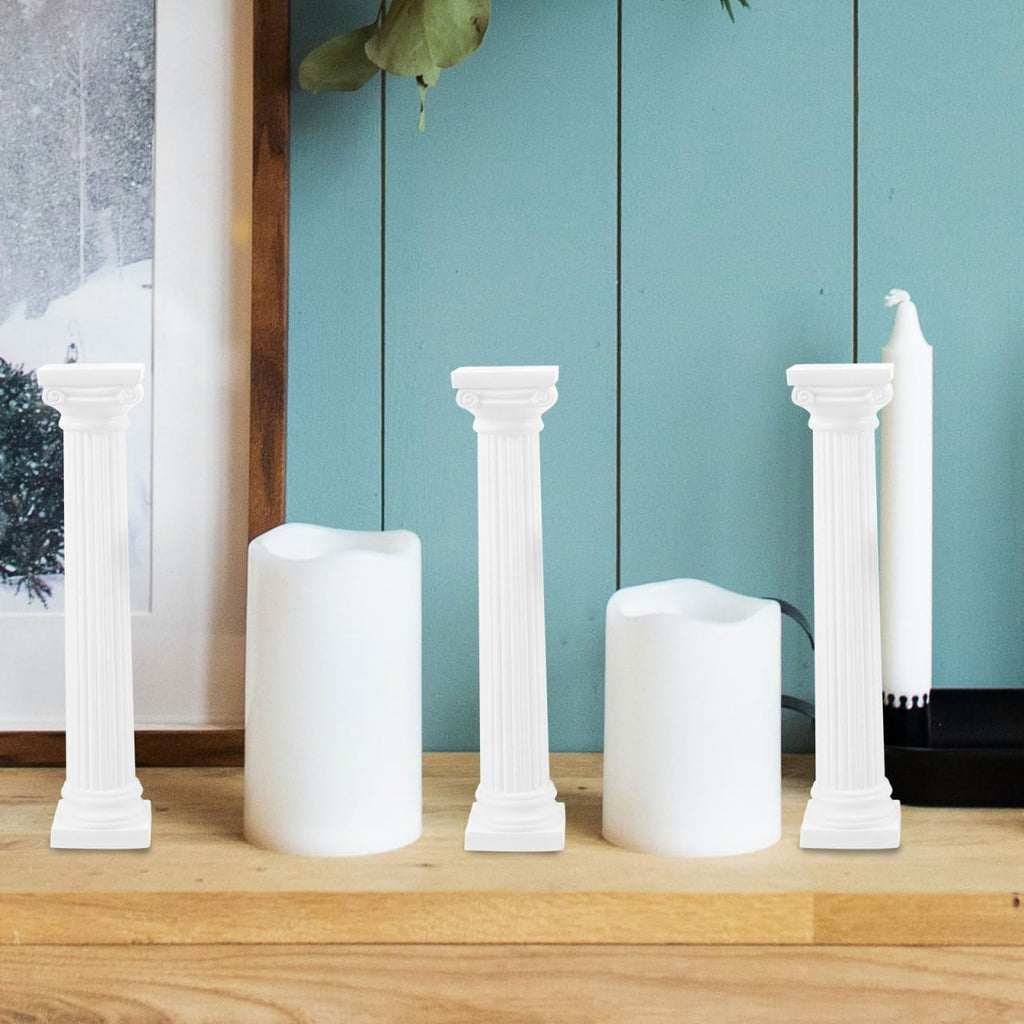 Totority Miniature White Plastic Roman Columns - 6Pcs 6.7 Inch Tall Architectural Decor for Parties & Photography