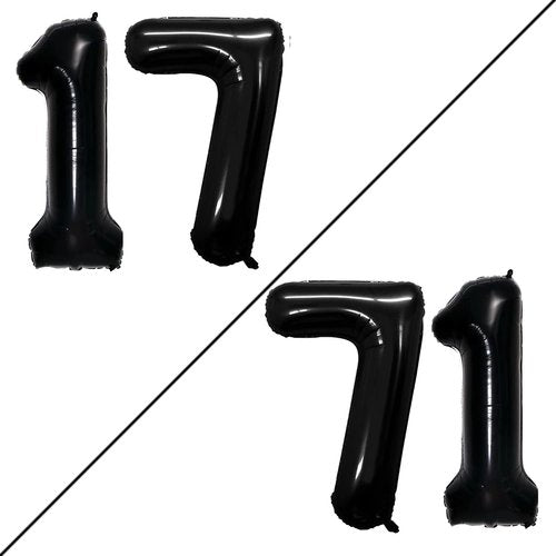 GOER Jumbo 42-Inch Number 17 Balloons - Sweet 17 Birthday Party Decorations | Black Foil Helium Balloons
