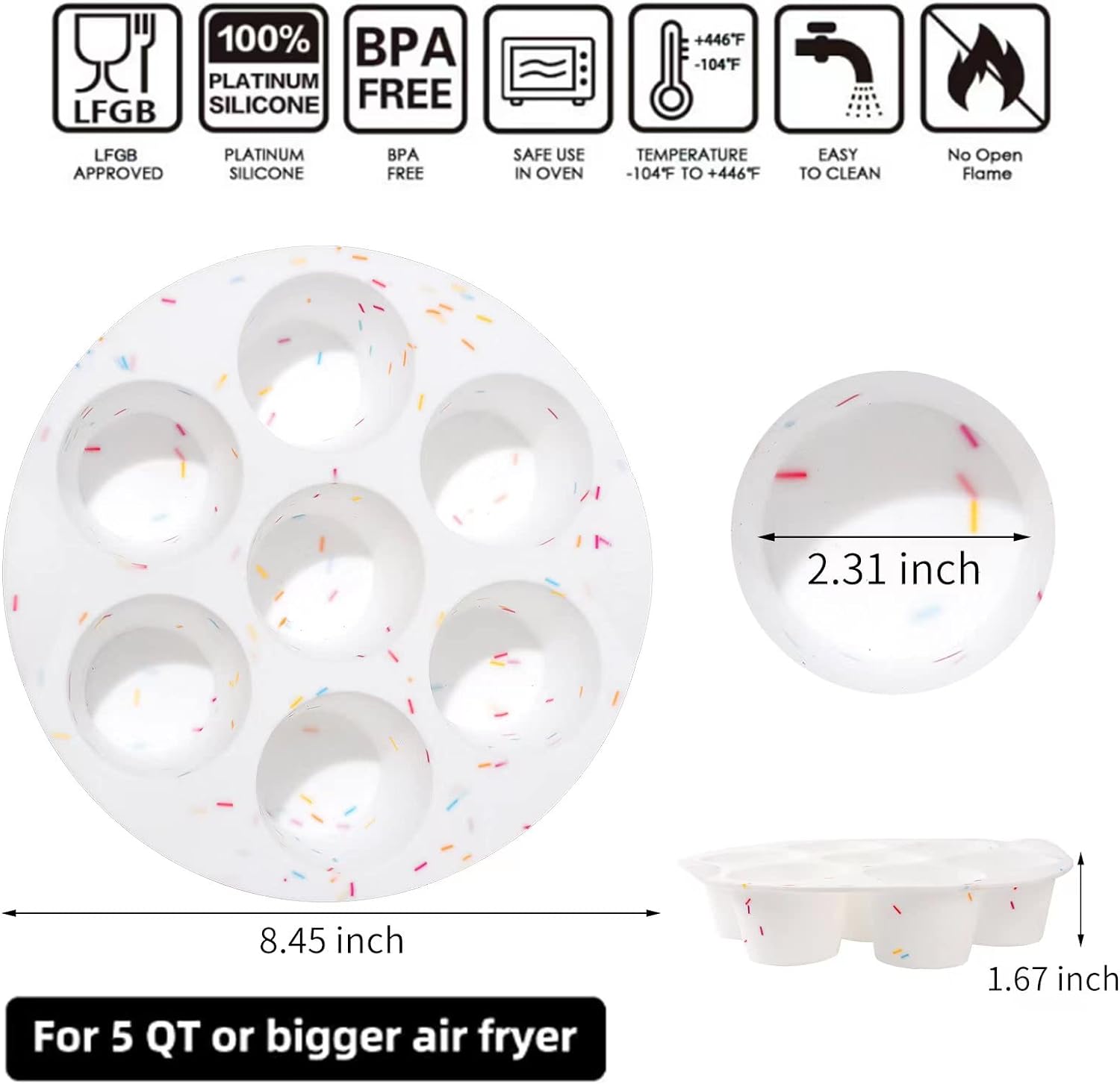 Silicone Egg Bite Molds by SHEbaking - Non-Stick Air Fryer Muffin Pan for Mini Muffins | 7 Cups, BPA Free