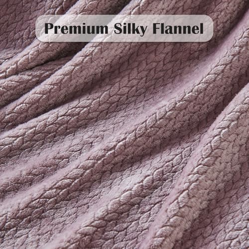 NEWCOSPLAY Fleece Leaf Pattern Throw Blanket - Soft Light Purple 50x60