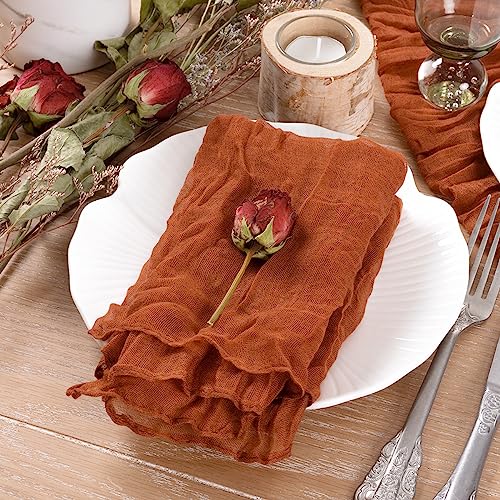 Socomi Terracotta 21x21 Inch Washable Cheesecloth Napkins Set of 24 for Wedding & Home Decor