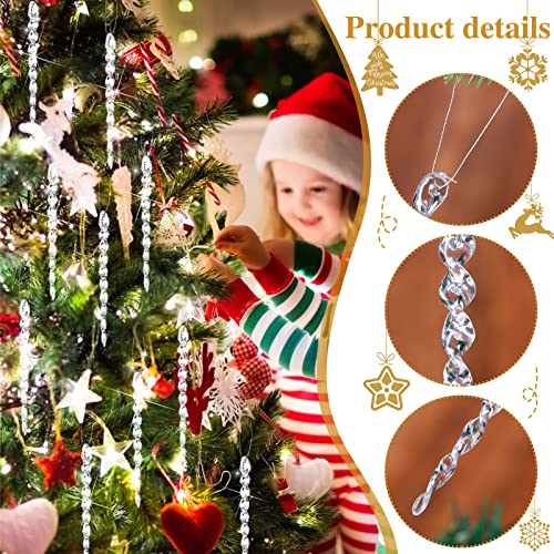 30 Pcs Christmas Plastic Icicle Twisted Plastic Icicle Ornaments Christmas Tree Hanging Decoration and Holiday Xmas Party Wedding Hanging(7.8 Inch,Clear)
