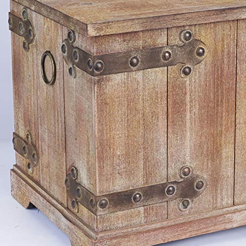 Victorian Style Decorative Wood Storage Trunk with Metal Accents