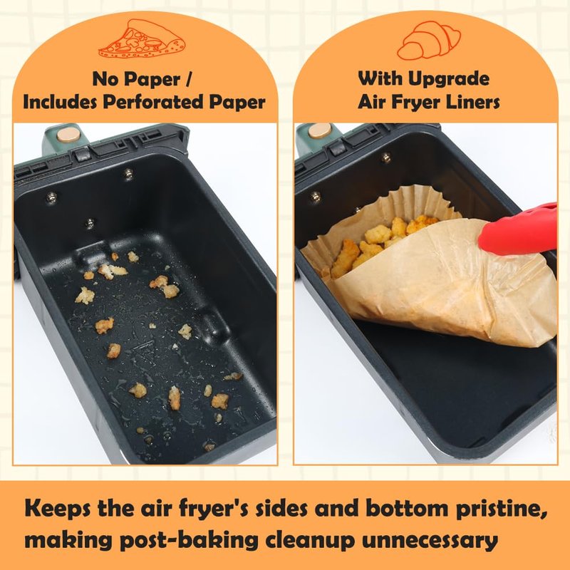 BYKITCHEN Air Fryer Liners for Ninja Dual Air Fryer, Set of 120, Rectangle Disposable Air Fryer Liners Compatible with Ninja DZ201/DZ401/DZ550/SL401, Instant Vortex and Other DualZone Airfryer