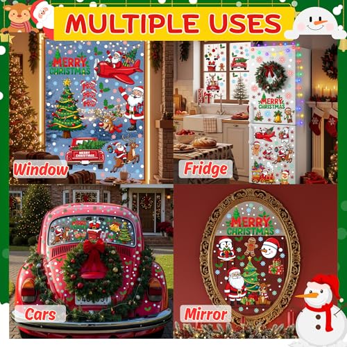 Christmas Window Clings Stickers - 350 Pcs Holiday Decals for Indoor & Outdoor