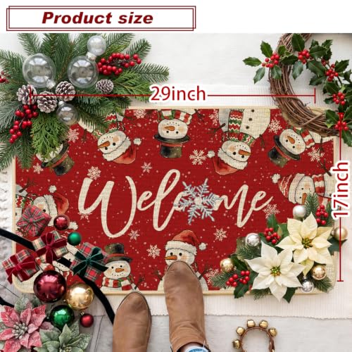 Baccessor Christmas Snowman Doormat 17 x 29 in | Outdoor Indoor Welcome Mat, Non-Slip