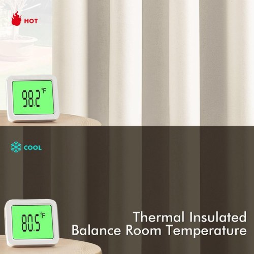 MIULEE Blackout Curtains - Thermal Insulated Room Darkening Drapes | Beige & White, 45 Inches Long, 2 Panels