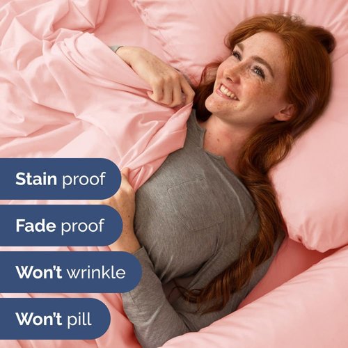 Flex Top Split Head King Sheet Set - Comfy Cooling Bed Sheets for Luxury Sleep - Deep Pockets, Soft Baby Pink