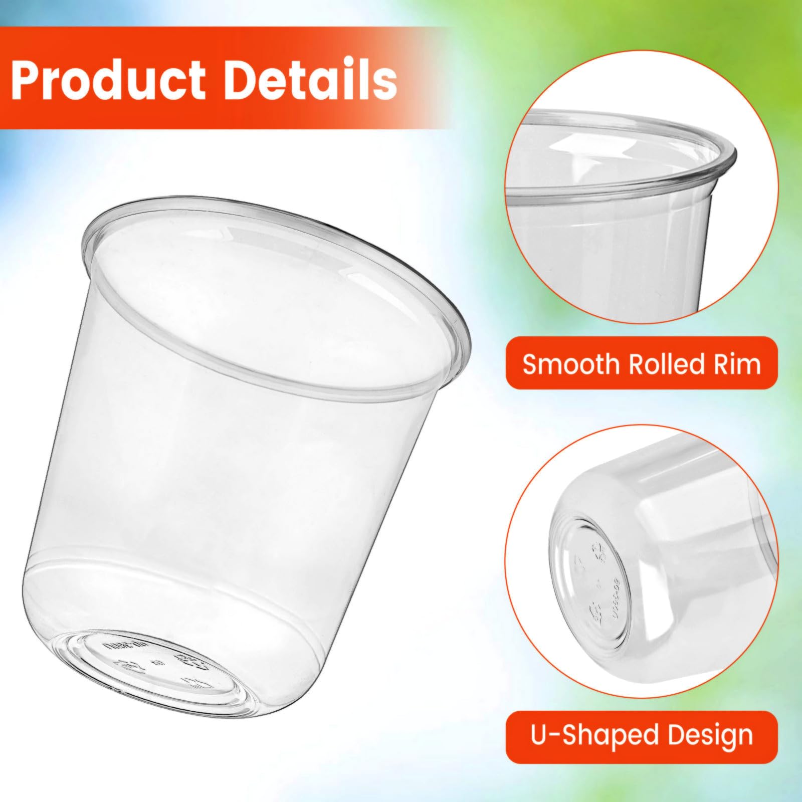 Jycnolm 100 Pcs Round Bottom Plastic Cups 12 oz Disposable Stemless Wine Glasses Cocktail Clear Party Cups for Meeting, Wedding, Birthday, Party Supplies