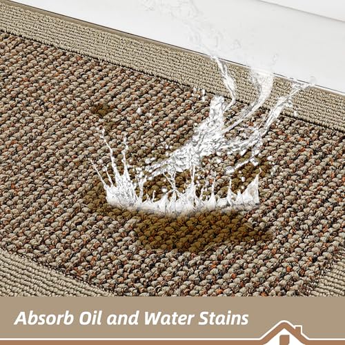 Kitchen Rugs Set of 2, Non-Slip Washable Kitchen Mats, 20"x32" & 20"x48" Taupe