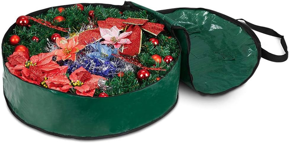 ProPik Christmas Wreath Storage Bag - Heavy-Duty Tear Resistant Container with Handles | 30” X 8” (Green)