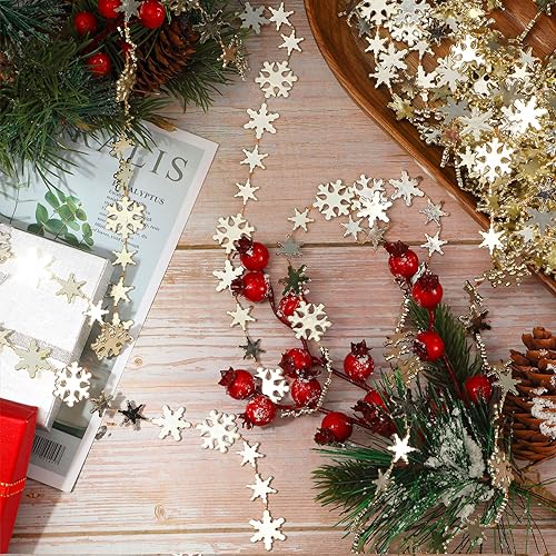 Boao Snowflake Christmas Garland 10M Champagne Gold Indoor Outdoor Decor