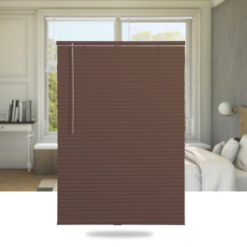 SEEYE Cordless Mini Blinds Aluminum Venetian Blind Horizontal Window Shades, 1" Slat Size - Rooming Darkening Blinds Anti-UV & Waterproof for Bedroom, Office, Easy to Install, 44" W x 64" H, Brown