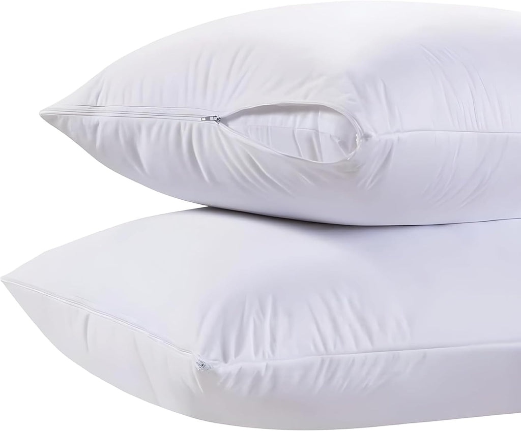 White Classic King Pillow Covers - Ultra-Soft Zippered 2-Pack | 20 x 36 Noiseless, Fade-Resistant Shams