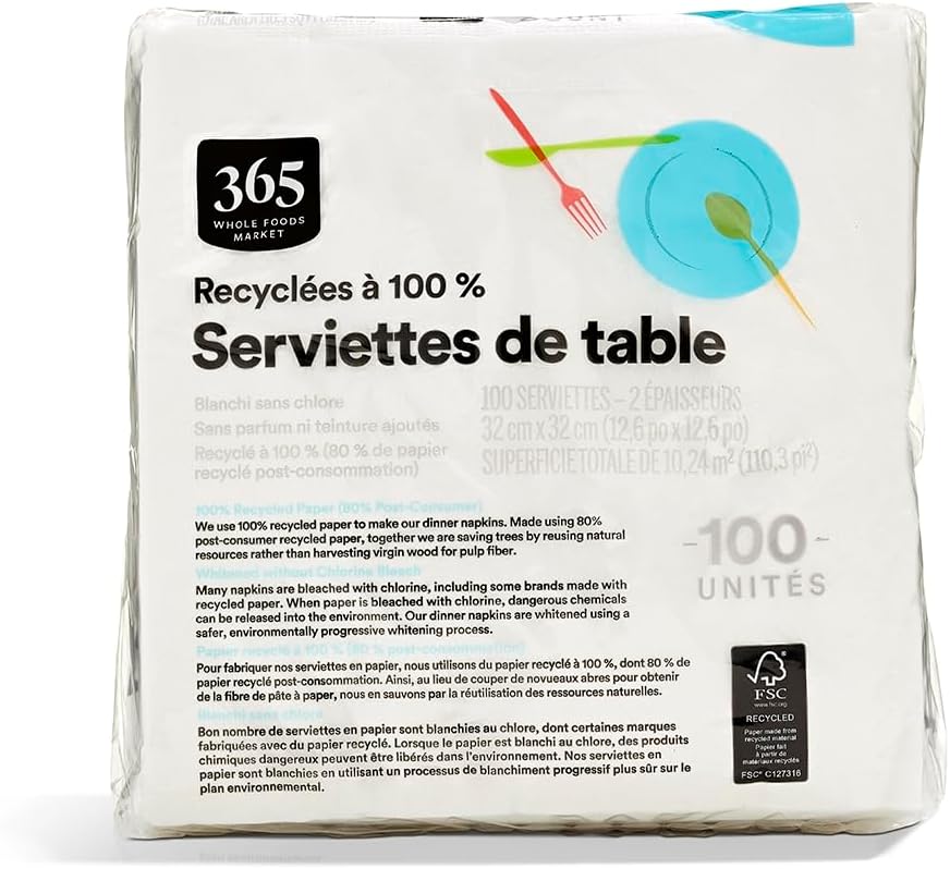 365 by Whole Foods Market | 2-Ply Dinner Napkins - 100 Count for Effortless Entertaining