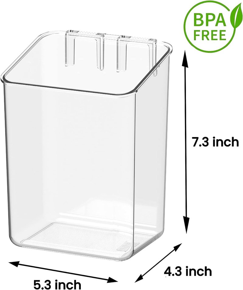 vacane 2-Pack Adhesive Cabinet Door Organizer, Transparent Plastic Storage Bins for Kitchen Bathroom Office, No Drill Hanging Basket, Space Saving Removable Holder-S