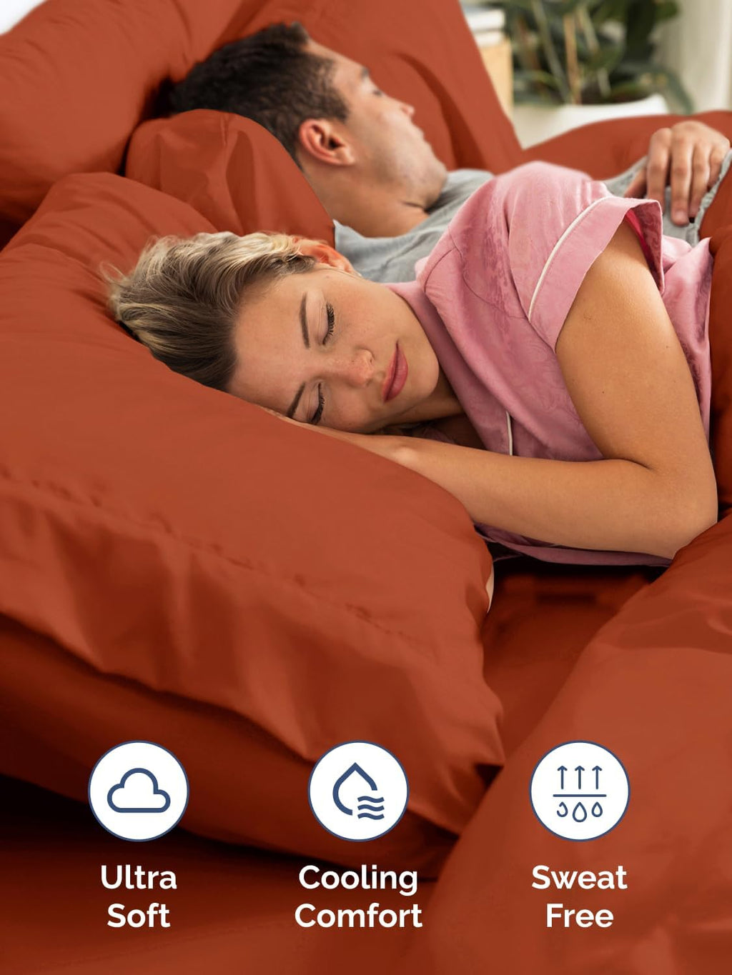 Skiennix Extra Deep Queen Sheet Set - 6 Piece Breathable Cooling Bedding - Soft, Wrinkle-Free Terracotta
