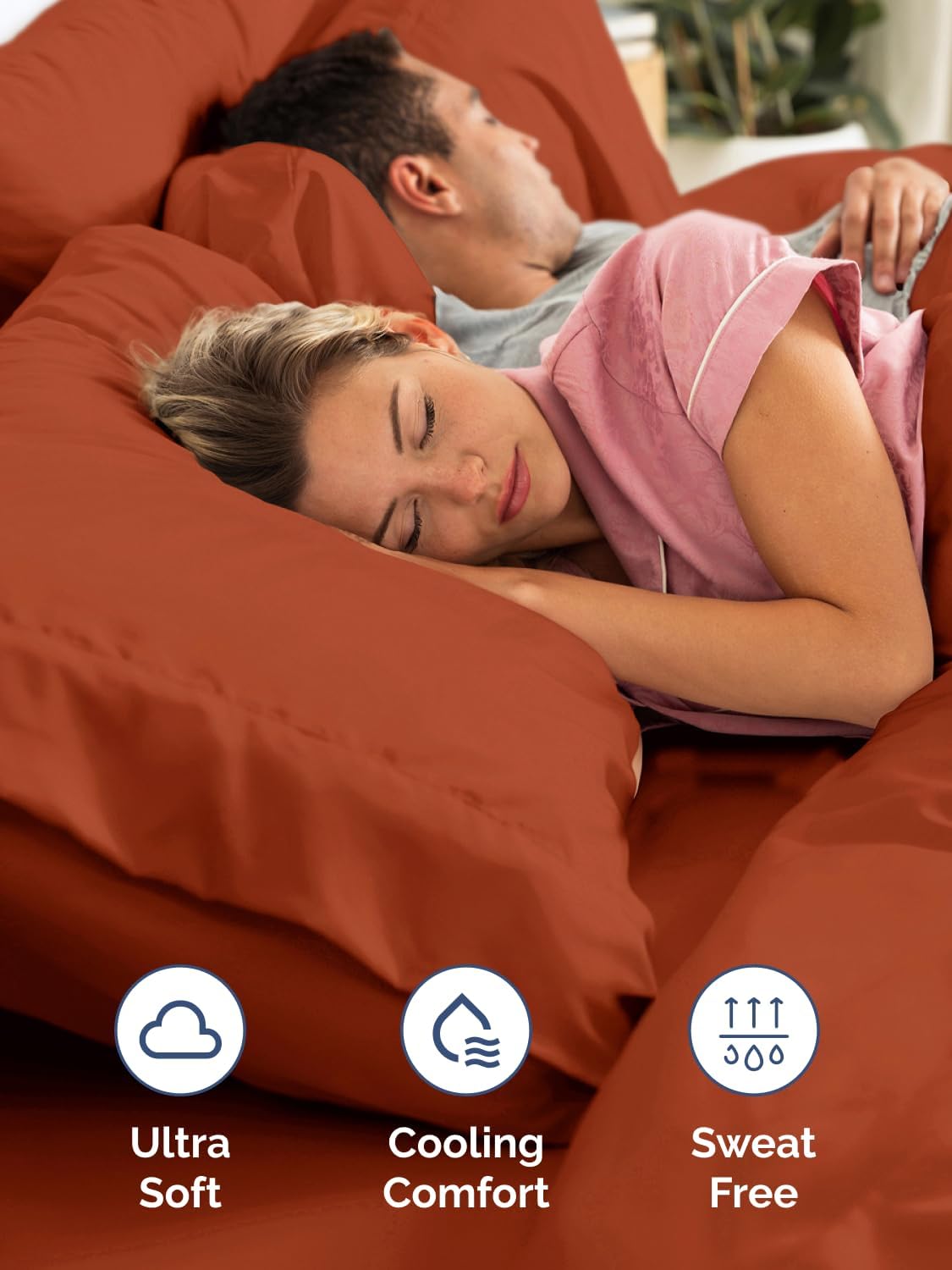 Skiennix Extra Deep Queen Sheet Set - 6 Piece Breathable Cooling Bedding - Soft, Wrinkle-Free Terracotta