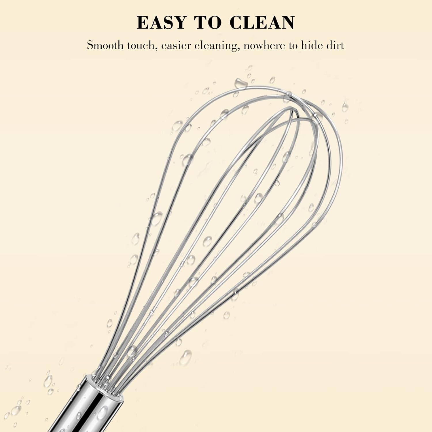 NileHome Stainless Steel Whisk Set - 3 Pack of 8", 10", & 12" Kitchen Whisks for Cooking & Baking
