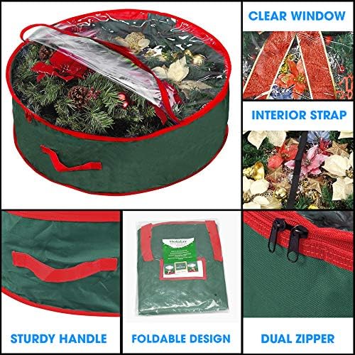 Primode Christmas Wreath Storage Bag - Extra Large 48" with Clear Window | Durable 600D Oxford Material | Ideal for Holiday Decor