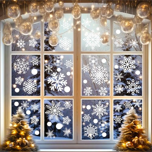 Double Sided Static Snowflake Window Clings Christmas Decorations 6 Sheets
