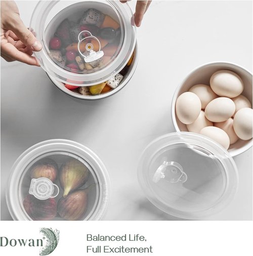 DOWAN Mixing Bowls Set - Ceramic Serving Bowls with Lids for Food Storage | 4-Piece Turquoise Set (64/32/24/12 Oz)