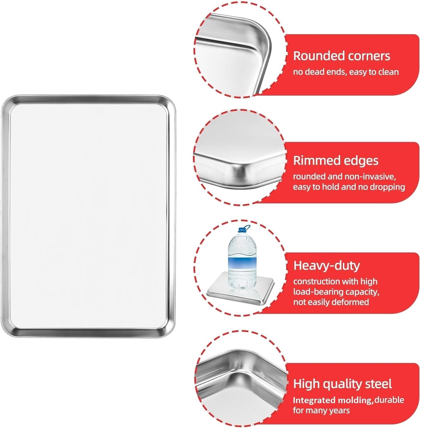 Skiennix Stainless Steel Baking Sheets - Non-Stick & Easy Clean | 4-Piece Toaster Oven Set