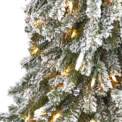 Nearly Natural 4ft Pre-Lit Flocked Artificial Christmas Tree with 100 Lights