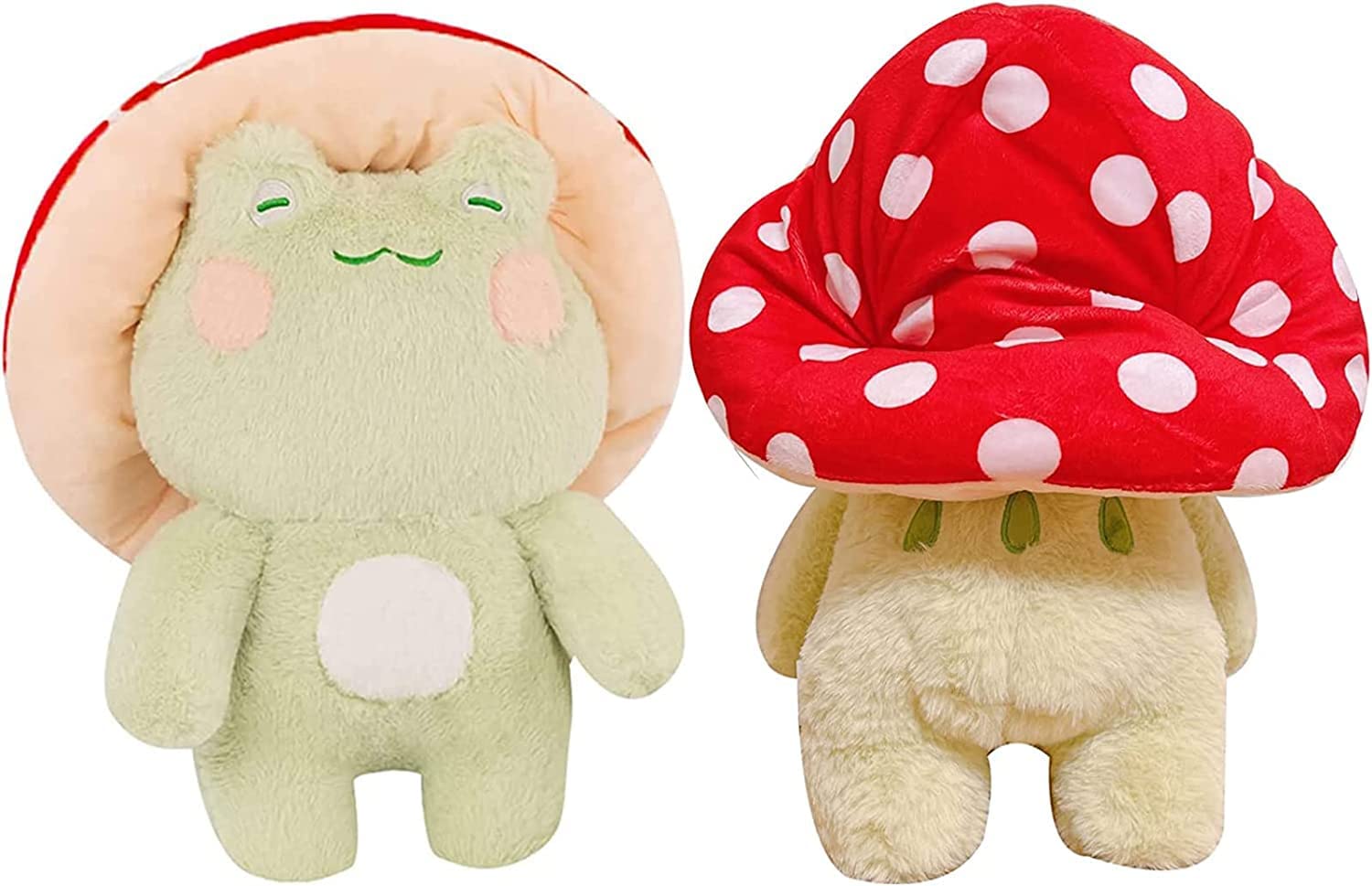 Enivtfz Frog Plushies Toys, 17" Cute Frog Pillow with Mushroom Hat Stuffed Animals, Kawaii Plushies Gift for Kids Girls Adults Valentines Birthdays Gift（Light Green Red hat, 17inch
