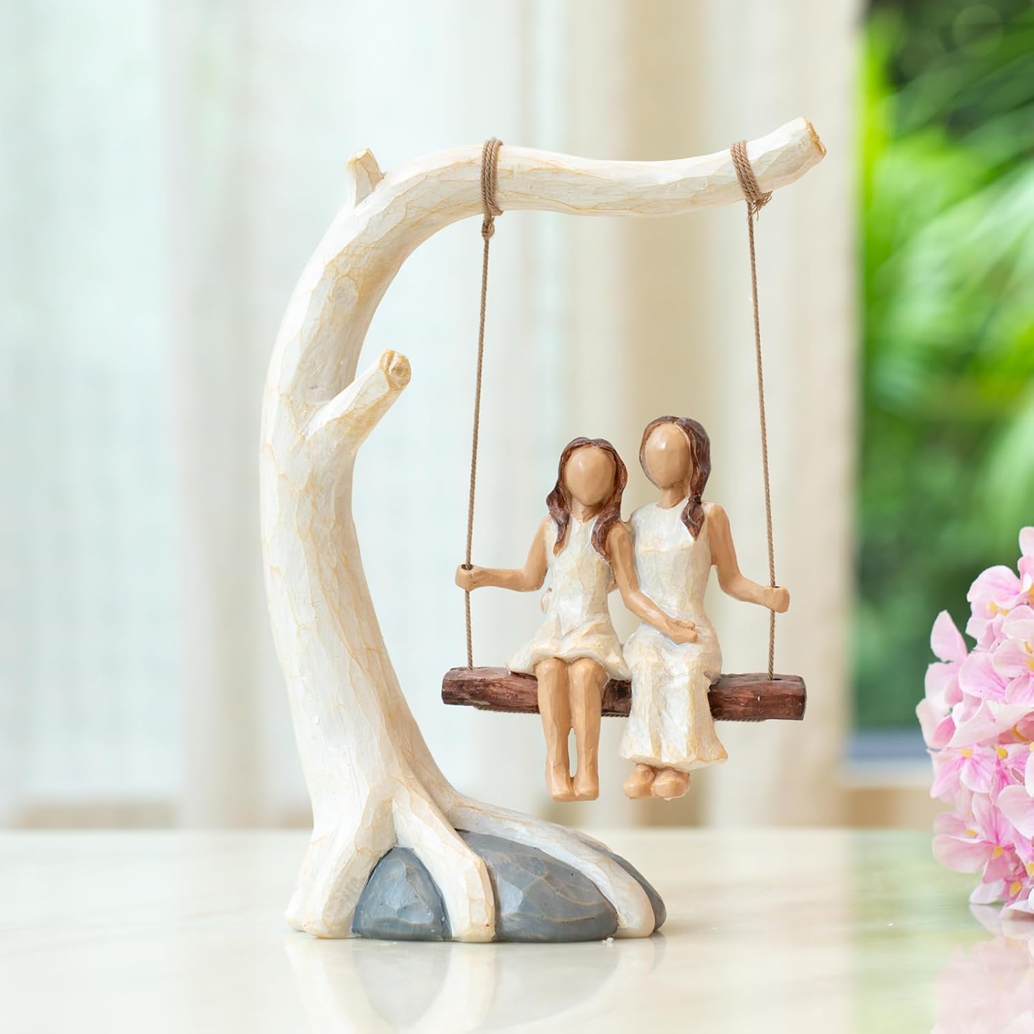 Regine Switzerland Mother Daughter Sculpted Figurine - Hand-Painted Gift for Mom's Birthday