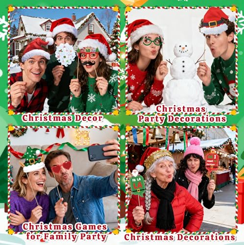 Christmas Photo Booth Props 36Pcs Holiday Party Decorations & Favors