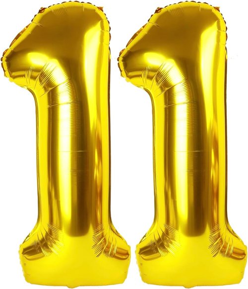 Gold Number 11 Balloon - 40 Inch Giant Foil Decoration for 11th Birthday Party Supplies