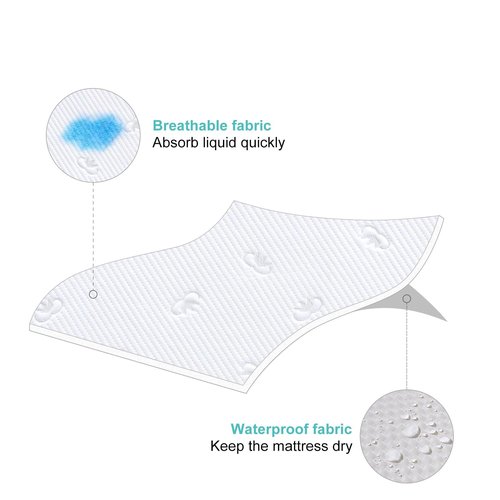 Crib Mattress Protector Sheets Fitted Waterproof Crib Mattress Pad Cover, Noiseless & Machine Wash 100% Absorbent Crib/Toddler Mattress Protector Sheet Quilted, White, 52" x 28" x 8.6"