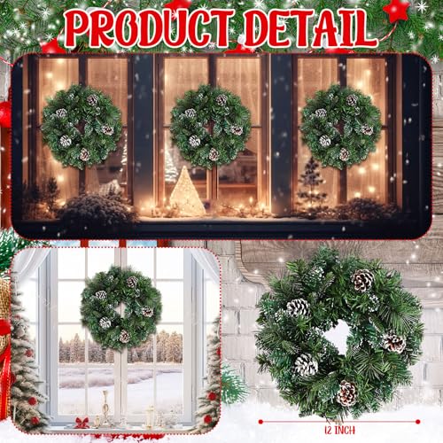 Daifunli 8-Pack 12-Inch Christmas Pine Wreaths for Door & Window Decor