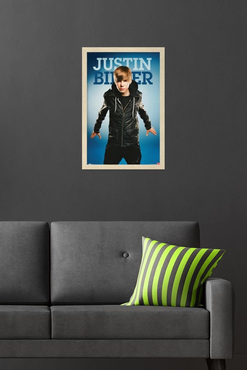 Justin Bieber - Fly Wall Poster, 22.4L" x 14.7W", Blonde Framed Version