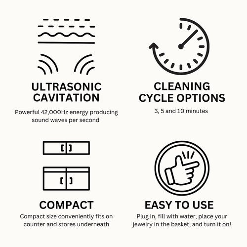 GemOro Sparkle Spa | Personal Ultrasonic Jewelry Cleaner with 3 User-Programmable Timed Cleaning Cycles | Professional Performance Machine for Rings Watches Glasses Earrings (1783)