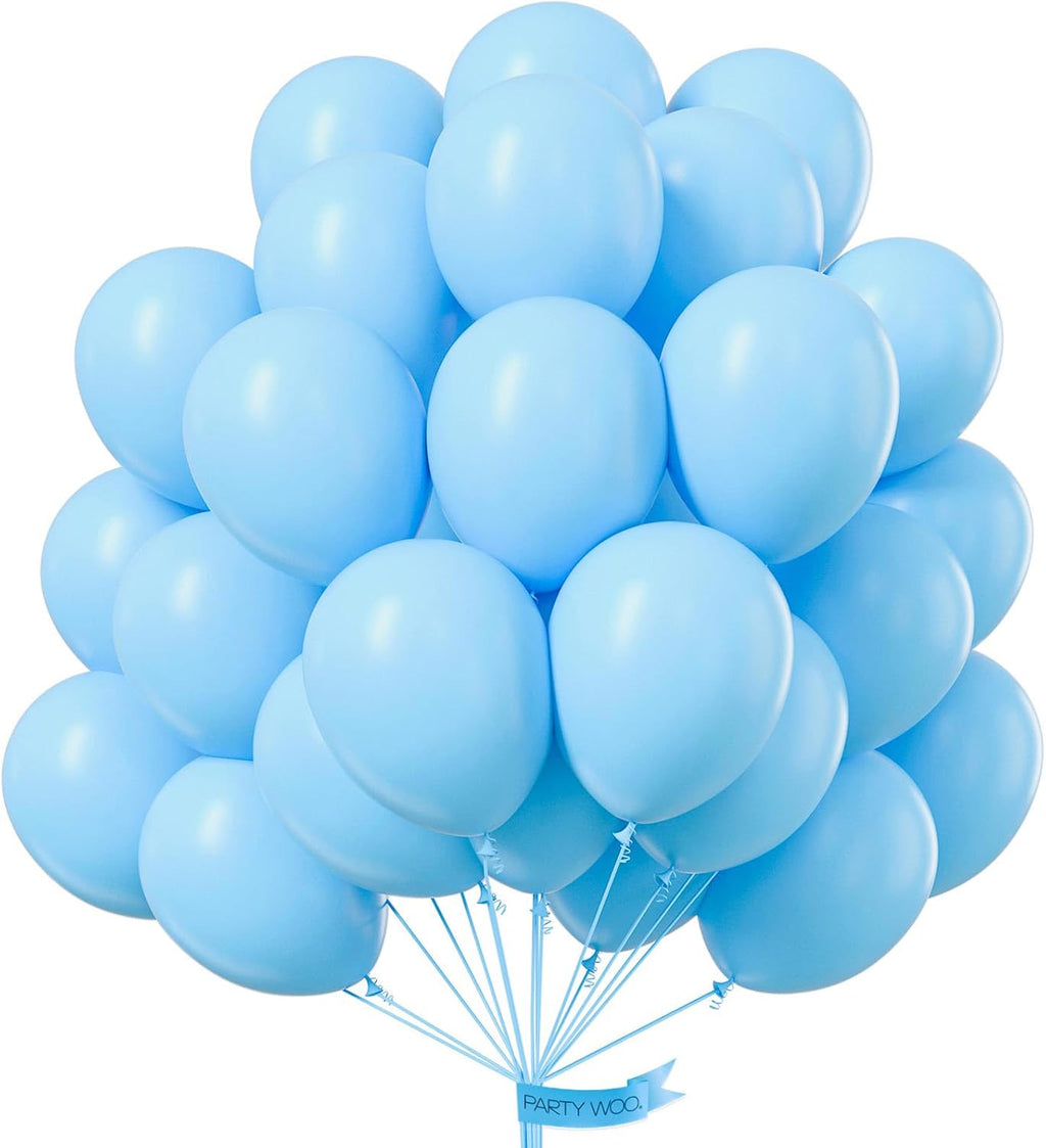 PartyWoo Light Blue Balloons - 50 Pcs 12 Inch Pastel Aqua Latex for Graduation, Baby Shower & Weddings