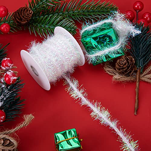 Glitter Metallic Tinsel Garland Ribbon (6 Rolls, 33 Yards) - Christmas Decor