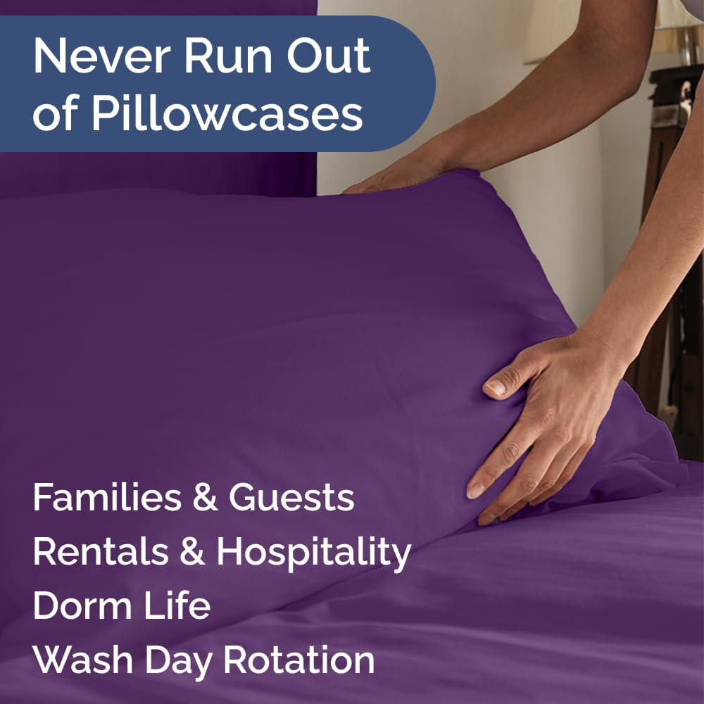 Queen Pillow Cases by Ultra Soft - Hotel Quality, Wrinkle-Free & Stain Resistant - 10-Piece Set in Purple