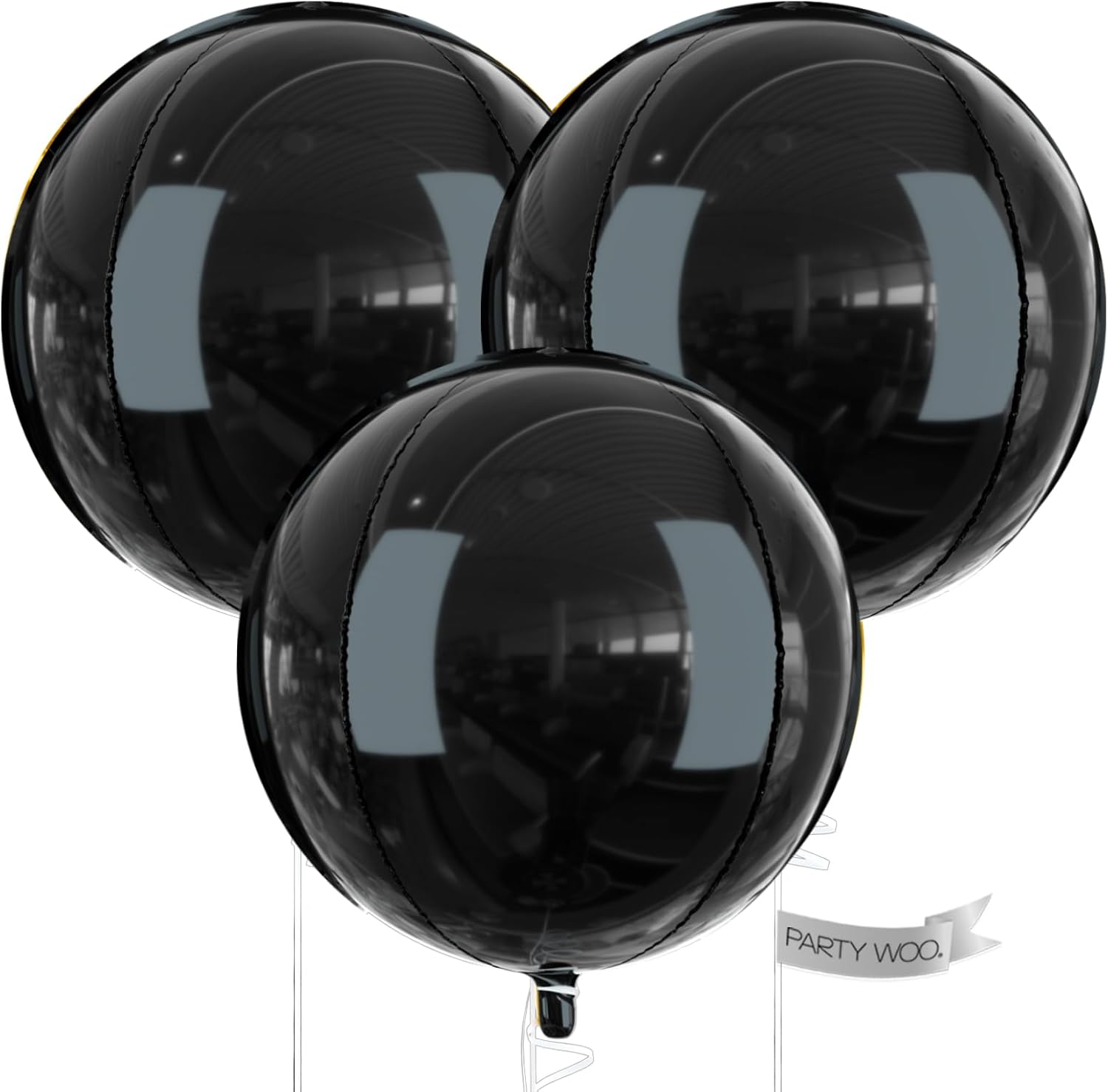 PartyWoo Black Foil Balloons - 50 Inch Jumbo Round Mylar Balloons for Halloween & Celebrations