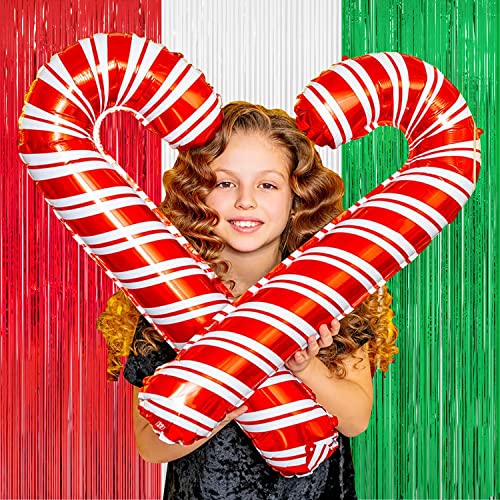 3-Pack Christmas Foil Fringe Curtain Backdrop 8x9.84 ft Red White Green