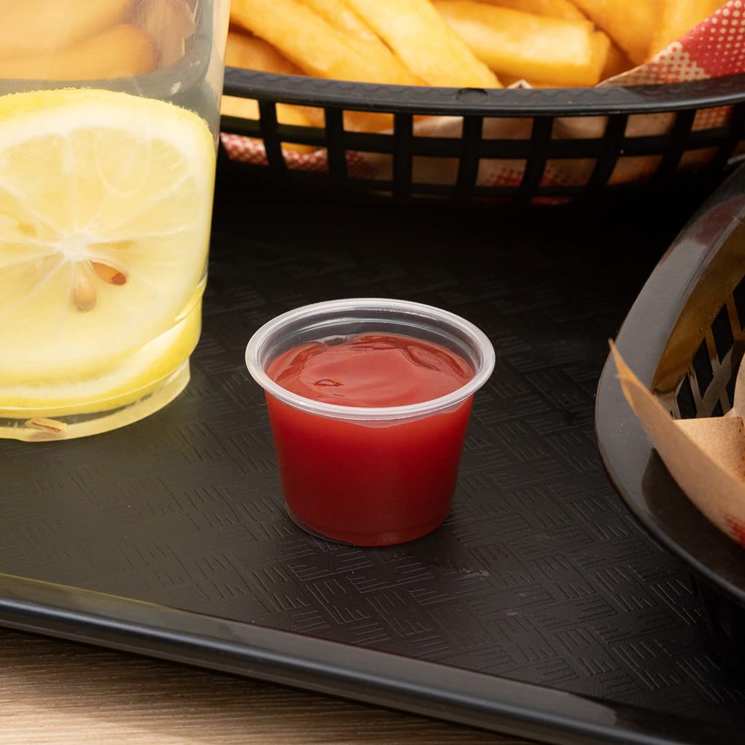 Restaurantware RW Base 1 Ounce Sauce Cups 2000 Microwave-Safe Condiment Cups - Crack-Resistant Disposable Clear Plastic Portion Cups For Samples Sauces Or Toppings Lids Sold Separately