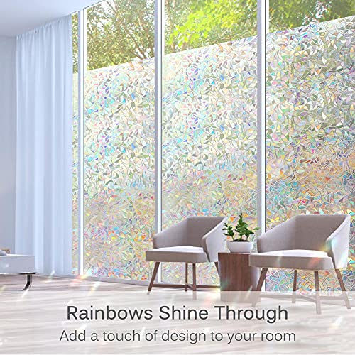 Stained Glass Rainbow Window Privacy Film - Static Cling, 17.5" x 78.7"